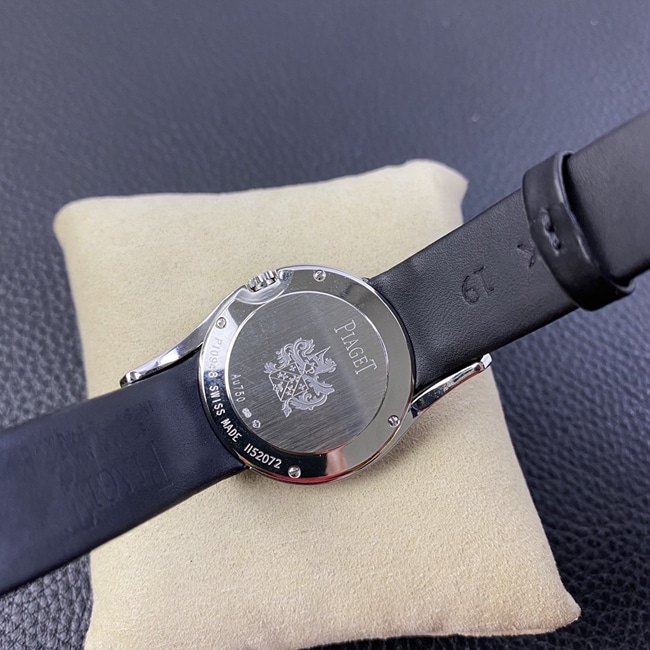 ZF Factory Piaget top-tier watch women's white dial black belt Limelight Galaquartz watch back cover picture