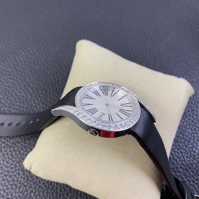 ZF Factory Piaget top-tier watch women's white dial black belt Limelight Galaquartz watch side view