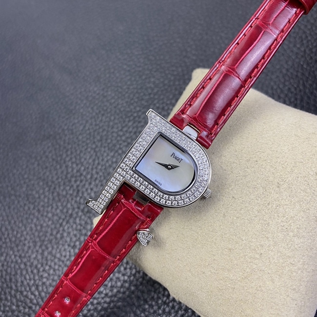 top-tier watch count ladies white dial red band quartzleather strap watch front view