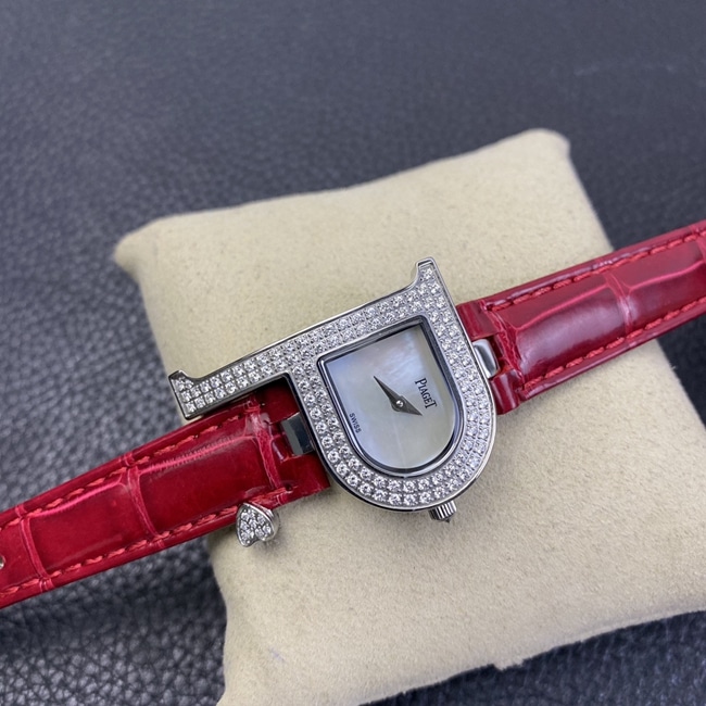 top-tier watch count ladies white dial red band quartzleather strap watch front view