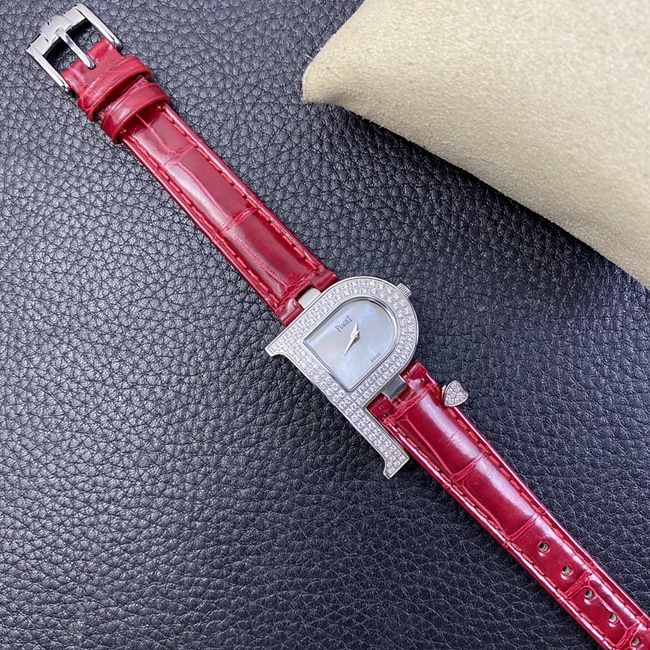 top-tier watch count ladies white dial red band quartzleather strap watch front view