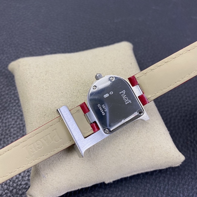 Top-tier watch Piaget ladies white dial red band quartzleather strap watch back cover picture
