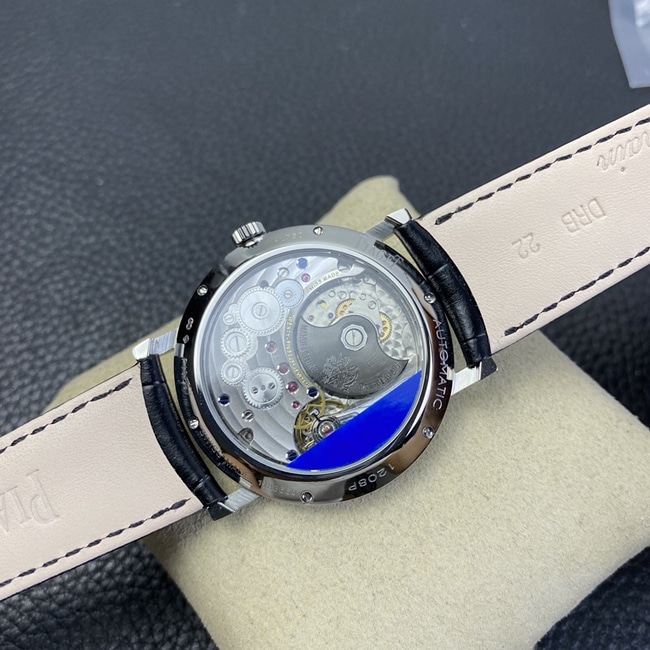 MKS Factorytop-tier watch Piaget men's white dial black belt ultra-thin series leather strap watch movement picture