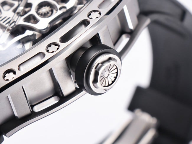 JB factory top-tier watch Richard Mille men's white dial black rubber strap genuine tourbillon mechanical watch detail shots