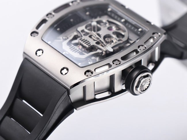 JB factory top-tier watch Richard Mille men's white dial black rubber strap genuine tourbillon mechanical watch detail shots