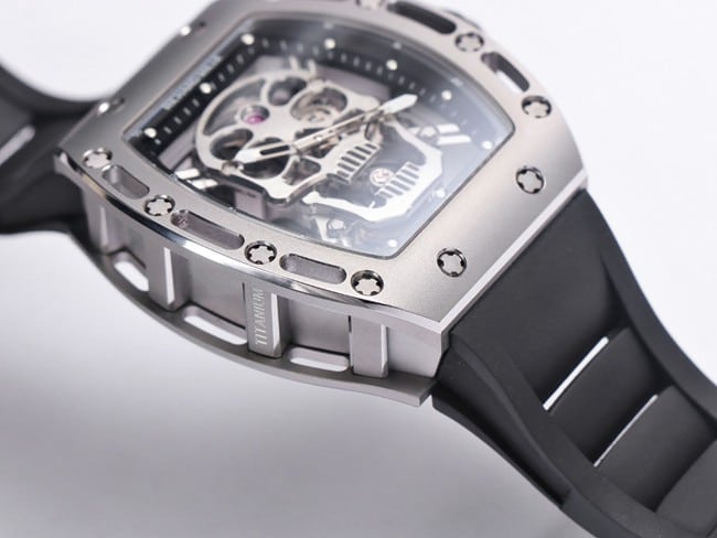 JB factory top-tier watch Richard Mille men's white dial black rubber strap genuine tourbillon mechanical watch detail shots