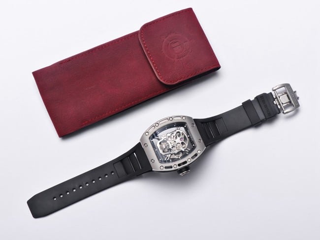 JB factory top-tier watch Richard Mille men's white dial black rubber strap genuine tourbillon mechanical watch front view