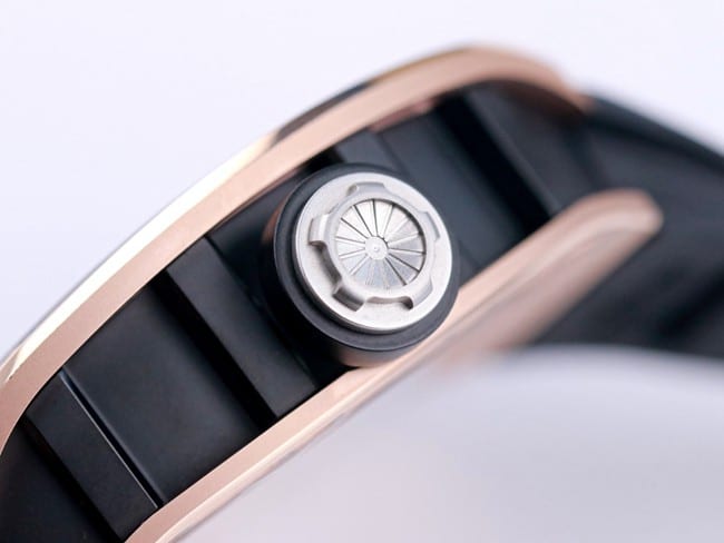 JB factory Richard Milletop-tier watch genuine tourbillon men's black dialrubber strapautomatic movement watch side view