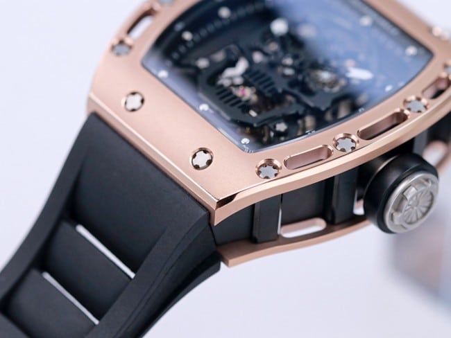 JB factory Richard Milletop-tier watch genuine tourbillon men's black dialrubber strapautomatic movement watch detail shots