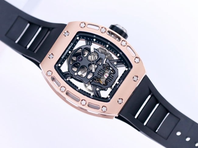 JB factory Richard Milletop-tier watch genuine tourbillon men's black dialrubber strapautomatic movement watch front view