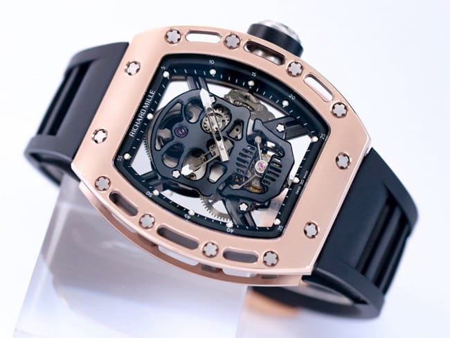 JB factory Richard Milletop-tier watch genuine tourbillon men's black dialrubber strapautomatic movement watch front view