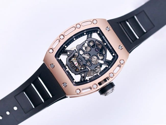 JB factory Richard Milletop-tier watch genuine tourbillon men's black dialrubber strapautomatic movement watch front view