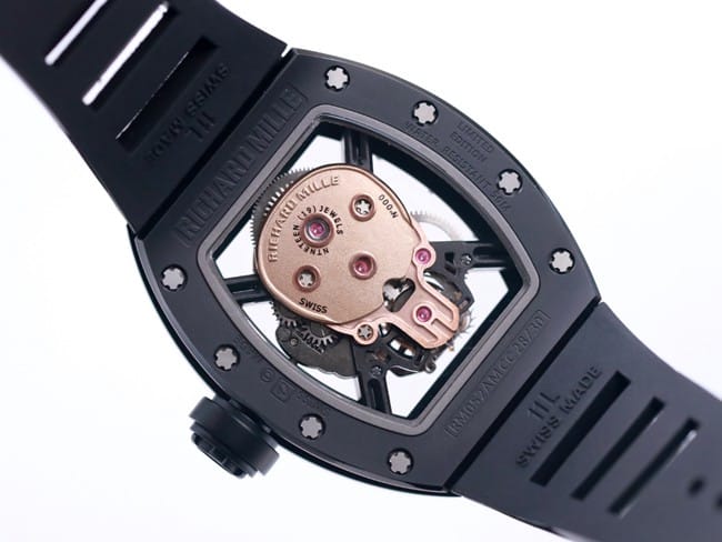 JB factory Richard Milletop-tier watch automatic movement genuine tourbillon men's white dialrubber strap watch movement picture