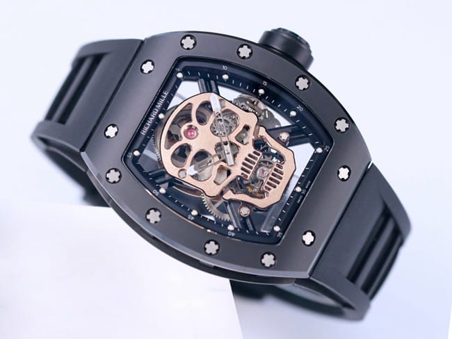 JB factory Richard Milletop-tier watch automatic movement genuine tourbillon men's white dialrubber strap watch front view