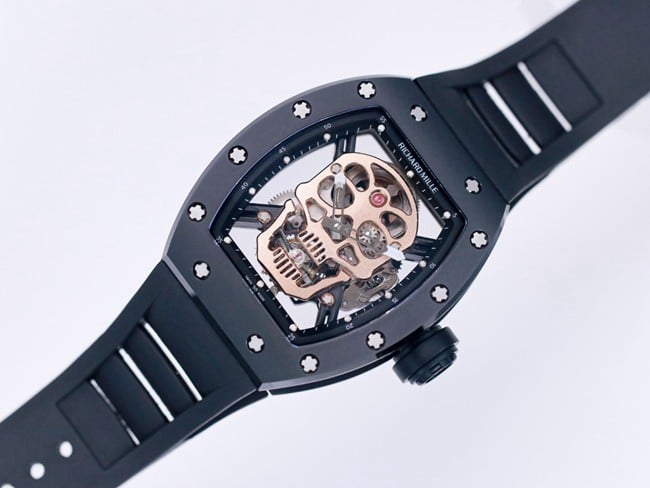JB factory Richard Milletop-tier watch automatic movement genuine tourbillon men's white dialrubber strap watch front view