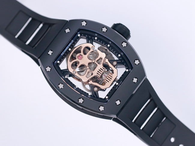 JB factory Richard Milletop-tier watch automatic movement genuine tourbillon men's white dialrubber strap watch front view