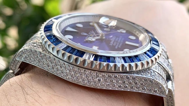 top-tier watch Rolex men's blue dialsteel braceletSubmariner type series fully automatic movement watch side view