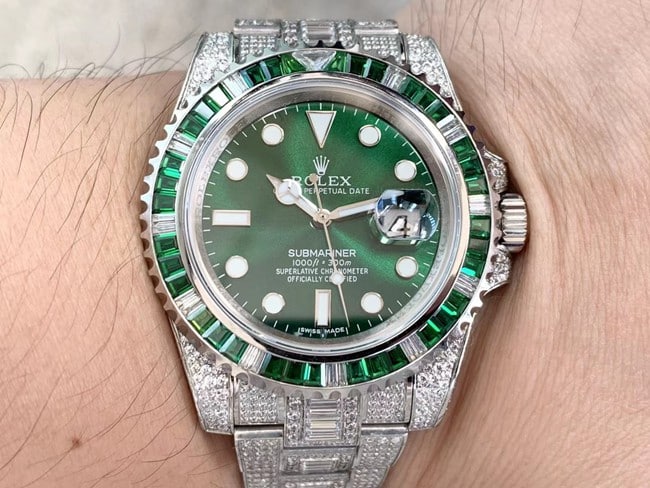 top-tier watch Rolex Submariner type men's green dialsteel bracelet fully automatic movement watch front view
