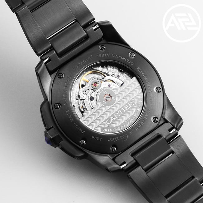 Cartiertop-tier watch men's automatic movement Kalibo series black dialsteel bracelet watch detail shotsmovement picture