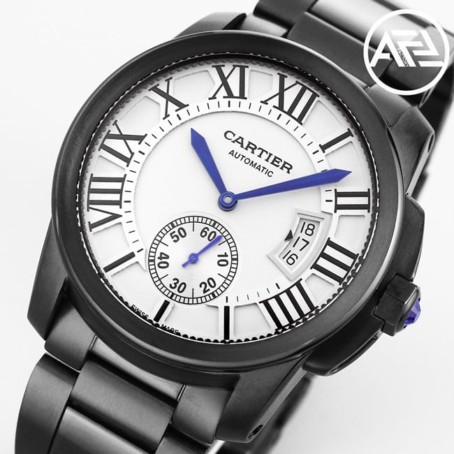 top-tier watch Cartier Kalibo series men's white dialsteel bracelet automatic movement watch front view
