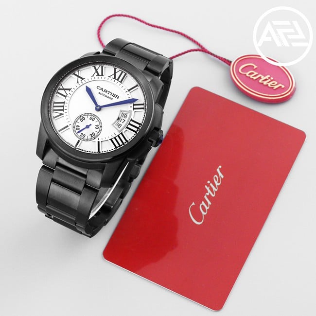 top-tier watch Cartier Kalibo series men's white dialsteel bracelet automatic movement watch front view
