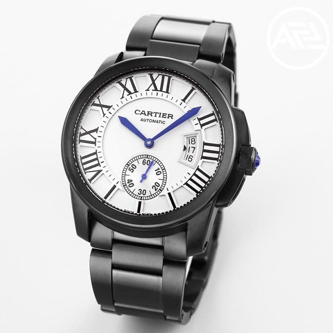 top-tier watch Cartier Kalibo series men's white dialsteel bracelet automatic movement watch front view