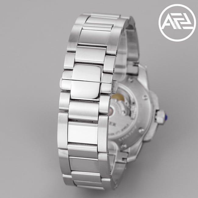 top-tier watch Cartier automatic movement men's white dialsteel bracelet Kalibo series watch clasp picture