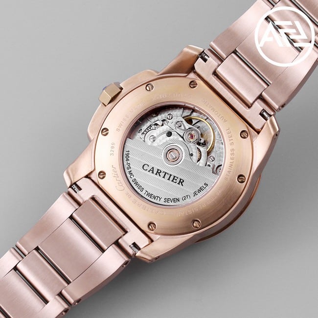 top-tier watch Cartier Kalibo series men's white dial pink steel bracelet automatic movement watch movement picture