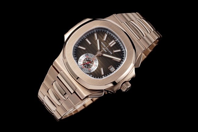 3K Factory Patek Philippe collectible watches Men's Black Plate Steel Strap Nautilus Multifunction Chronograph Watch Front View