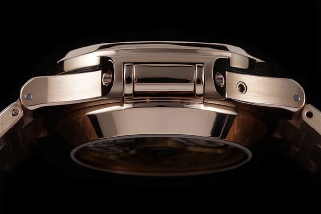 3K Factory Patek Philippe collectible watches Men's Black Plate Steel Strap Nautilus Multifunction Chronograph Watch Side View