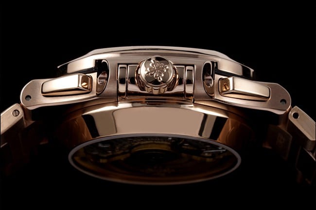 3K Factory Patek Philippe collectible watches Men's Black Plate Steel Strap Nautilus Multifunction Chronograph Watch Side View