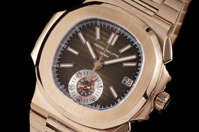 3K Factory Patek Philippe collectible watches Men's Black Plate Steel Strap Nautilus Multifunction Chronograph Watch Front View