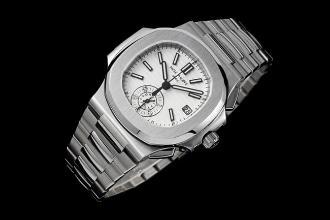 3K FactoryPatek Philippetop-tier watch Nautilus multifunctional chronograph men's white dialsteel bracelet watch front view