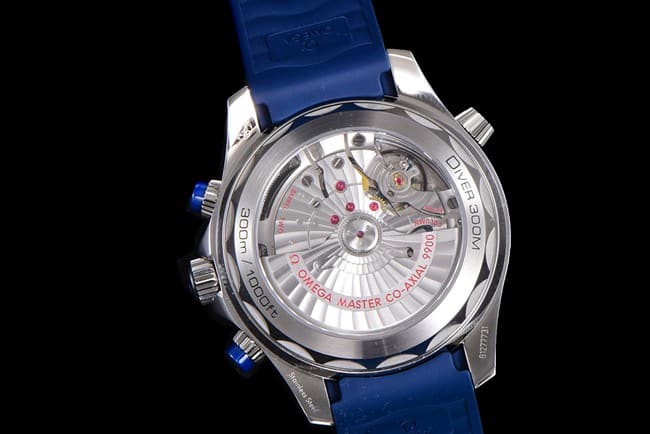 OM Factorytop-tier watch Omega men's gray plate blue rubber strap new Seamaster300chronograph watch movement picture