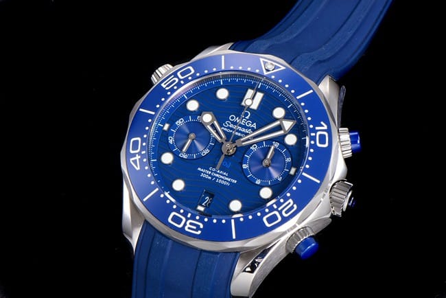 OM Factory Omegatop-tier watch new Seamaster 300m men's blue dial blue rubber strapchronograph watch front view