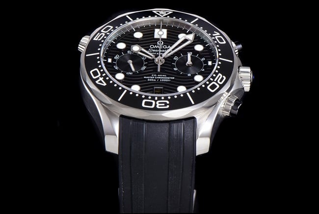 OM Factorytop-tier watch Omega new Seamaster 300m men's black dial black rubber strapchronograph watch detail shots