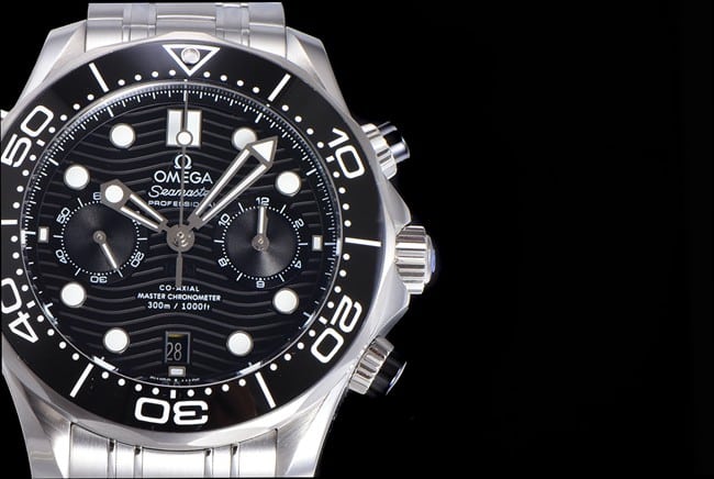 OM Factorytop-tier watch Omega men's black dialsteel bracelet new Seamaster 300m 44mmchronograph watch detail shots