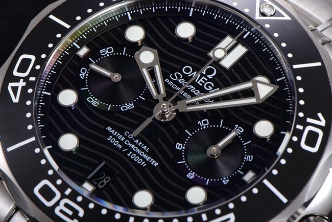 OM Factorytop-tier watch Omega men's black dialsteel bracelet new Seamaster 300m 44mmchronograph watch detail shots
