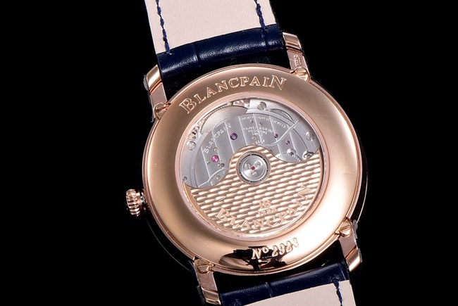 OM FactoryBlancpaintop-tier watch men's blue dial blue belt villeret classic 6654 new V3 upgraded leather strap watch movement picture