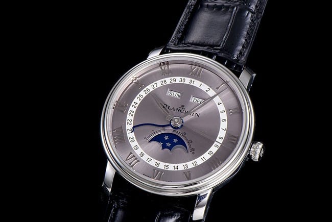 OM FactoryBlancpaintop-tier watch new V3 upgraded villeret classic 6654 men's gray plate black belt watch front view