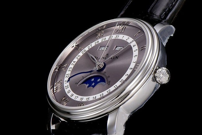OM FactoryBlancpaintop-tier watch new V3 upgraded villeret classic 6654 men's gray plate black belt watch detail shots