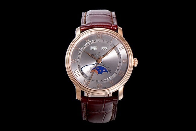 OM FactoryBlancpaintop-tier watch brand new V3 upgraded men's gray plate brown belt mechanical watch front view