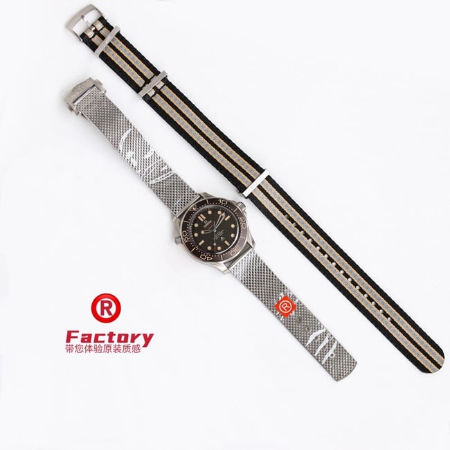 OR factory Omegatop-tier watch men's black dial nylon strap mechanical watch front view