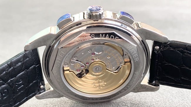Patek Philippetop-tier watch complex function chronograph series men's white dialleather strap watch movement picture