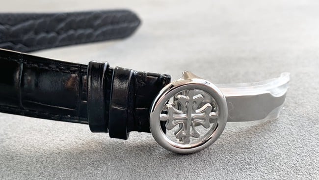 Patek Philippetop-tier watch complex function chronograph series men's white dialleather strap watch clasp picture