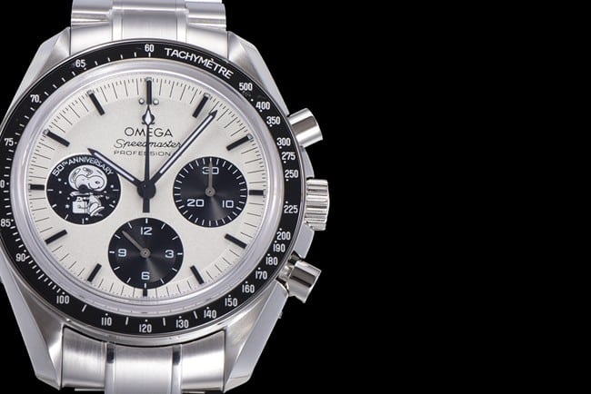 Top Omega men's watch, white dial, steel bracelet, Snoopy series, automatic mechanical watch, detailed pictures