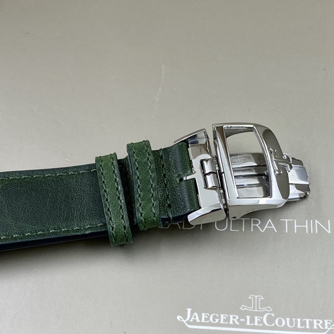 Jaeger-LeCoultretop-tier watch men's green dialgreen dial flip series manual winding leather strap watch clasp picture