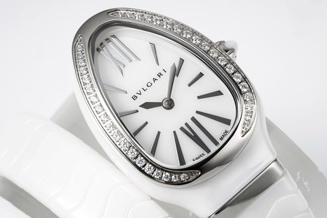 BV factory top-tier watch Bvlgari ladies white dialceramic quartz watch front view