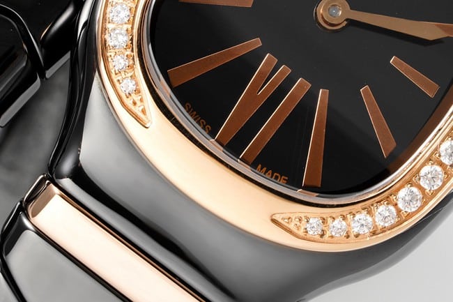 BV factory top-tier watch Bvlgari women's black dialceramicbraceletquartz watch detail shots