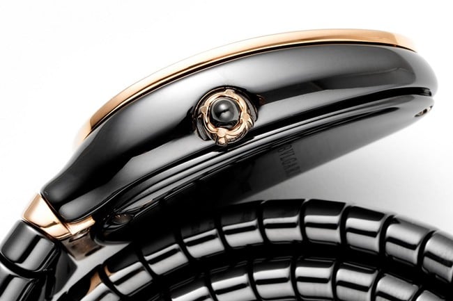 BV factory top-tier watch Bvlgari women's black dialceramicbraceletquartz watch side view